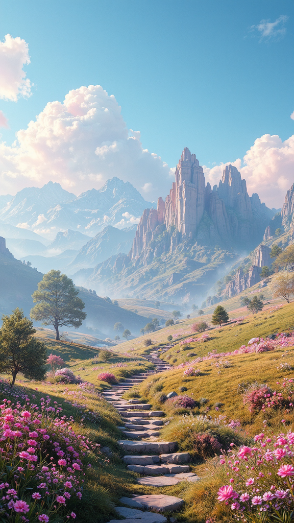 Fantasy landscape with vintage