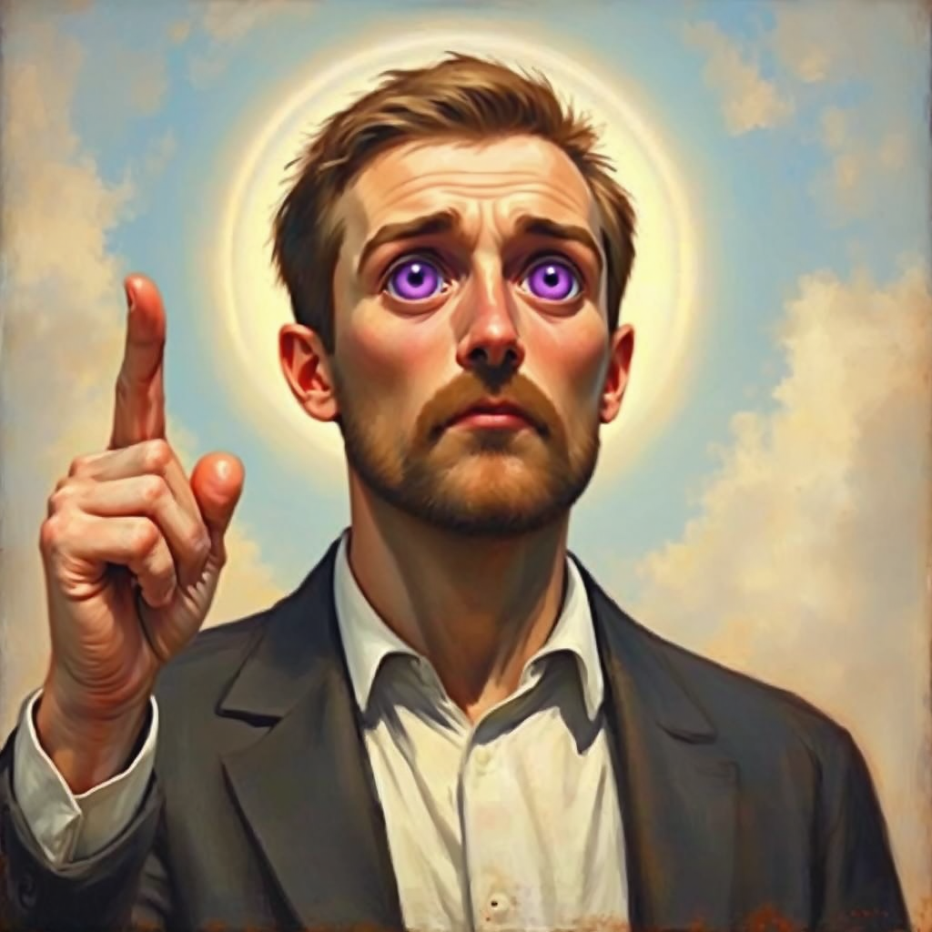 Man with glowing, angelic