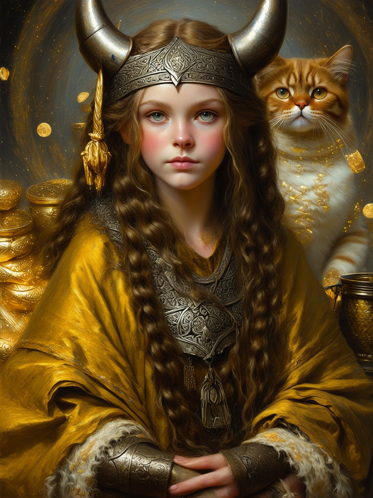 Viking woman with treasure