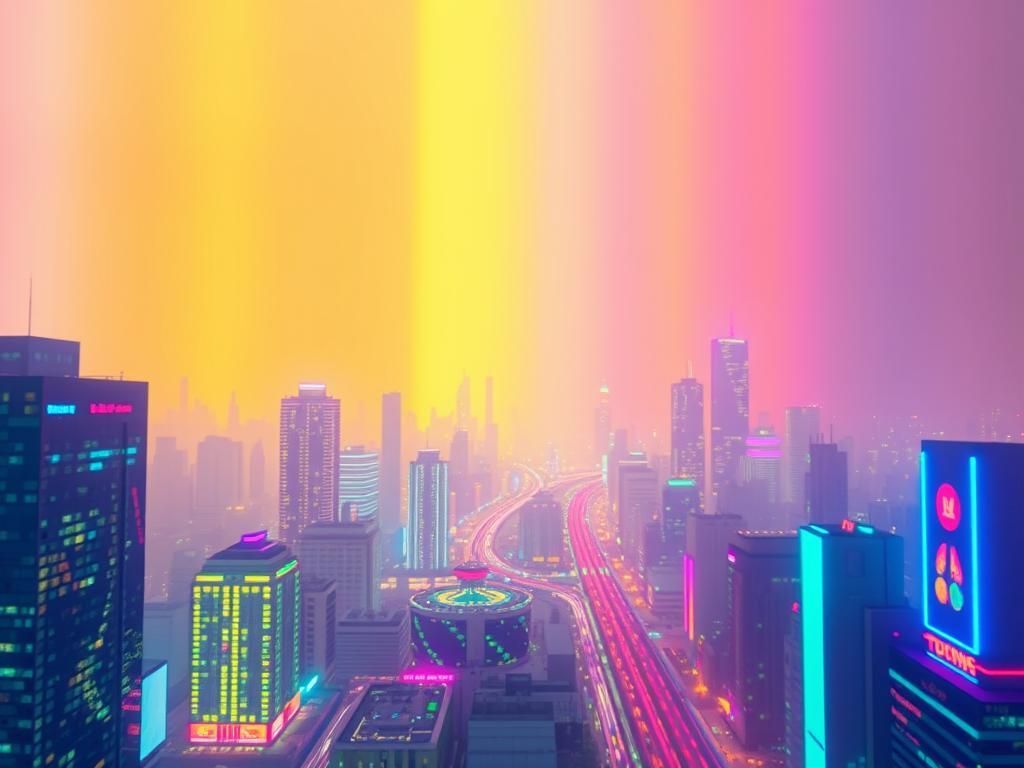 Vibrant Cityscape in Neon