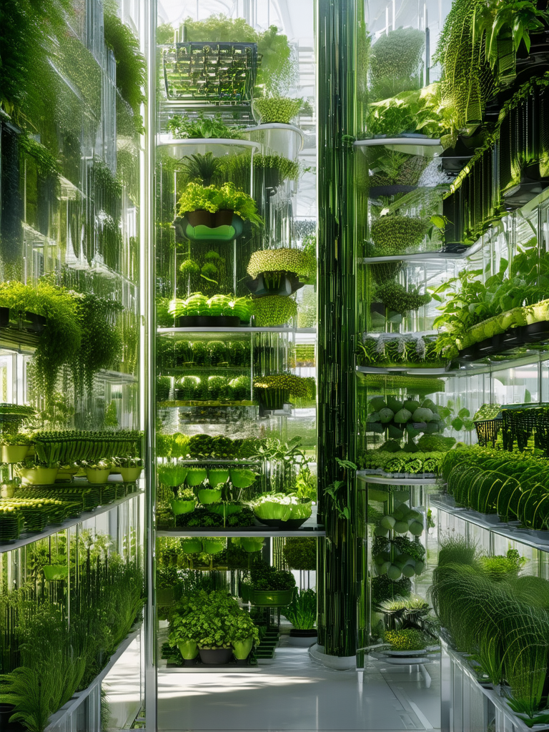 Futuristic vertical farm with