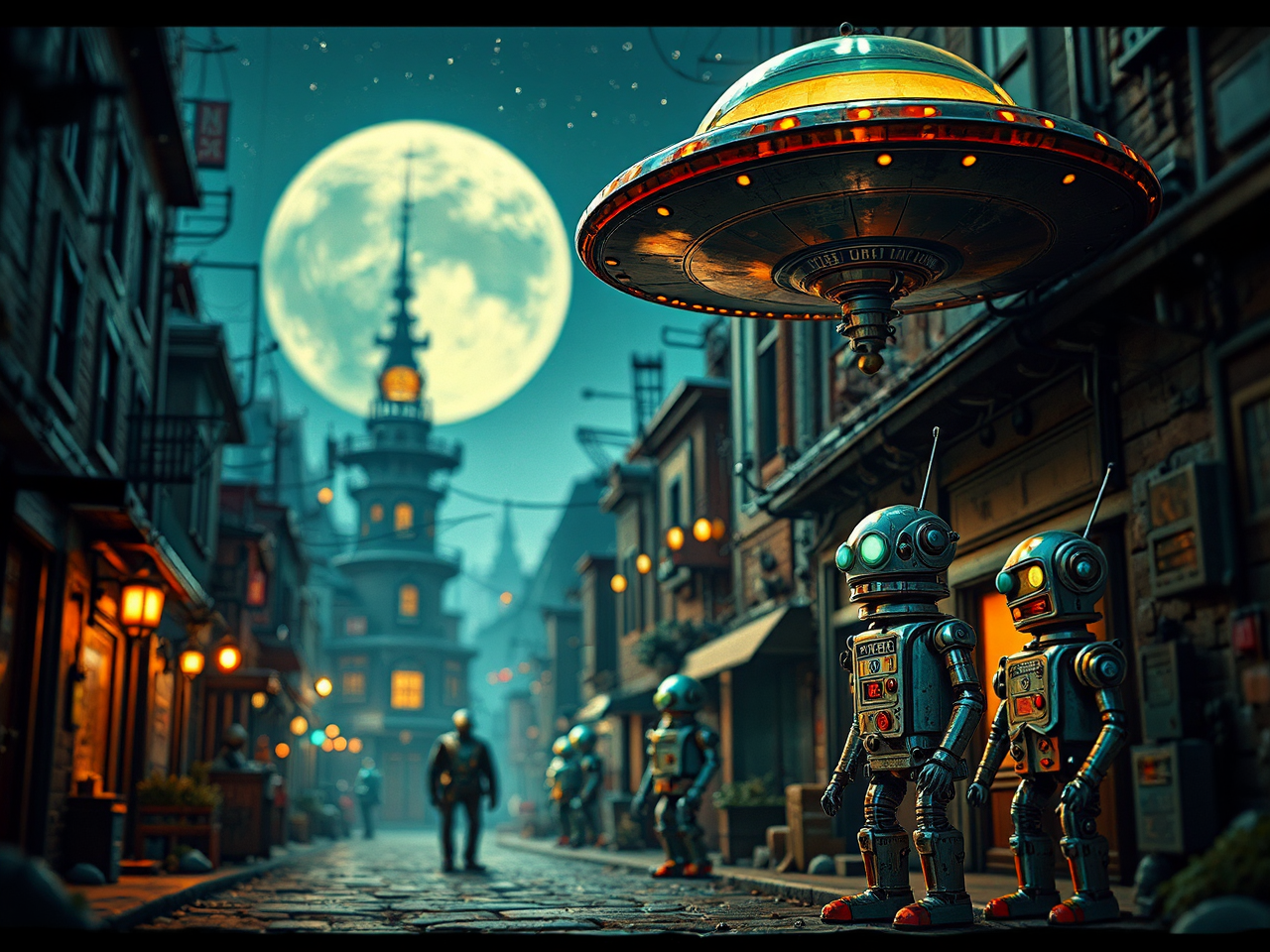 Tin robot aliens in