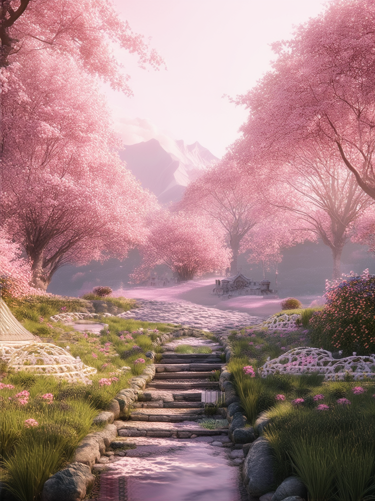 Fantasy landscape with vintage