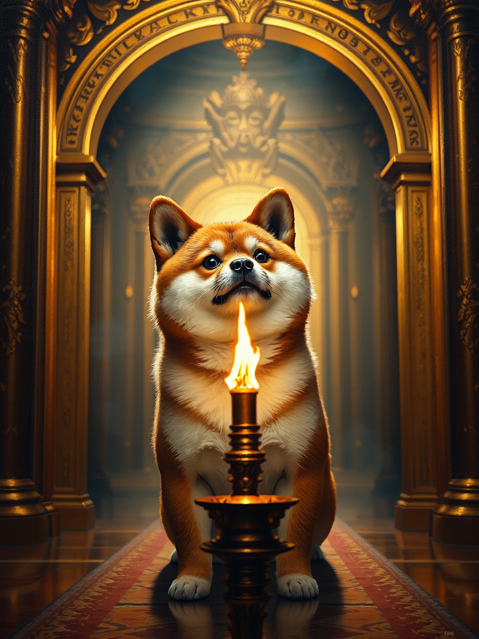 Shiba inu inside golden
