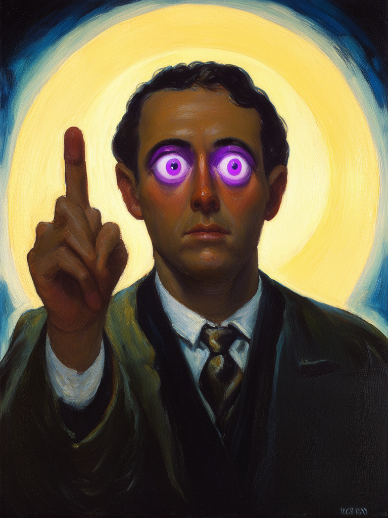 Man with glowing, angelic