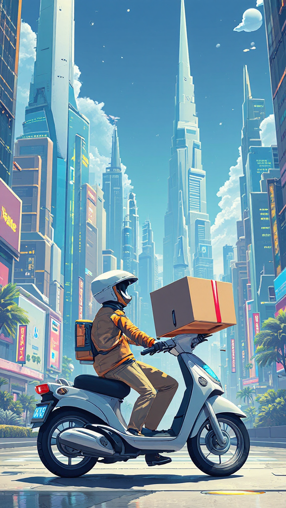 Boy delivering packages in