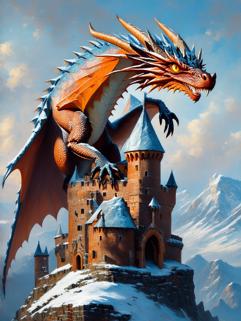 European dragon perched on