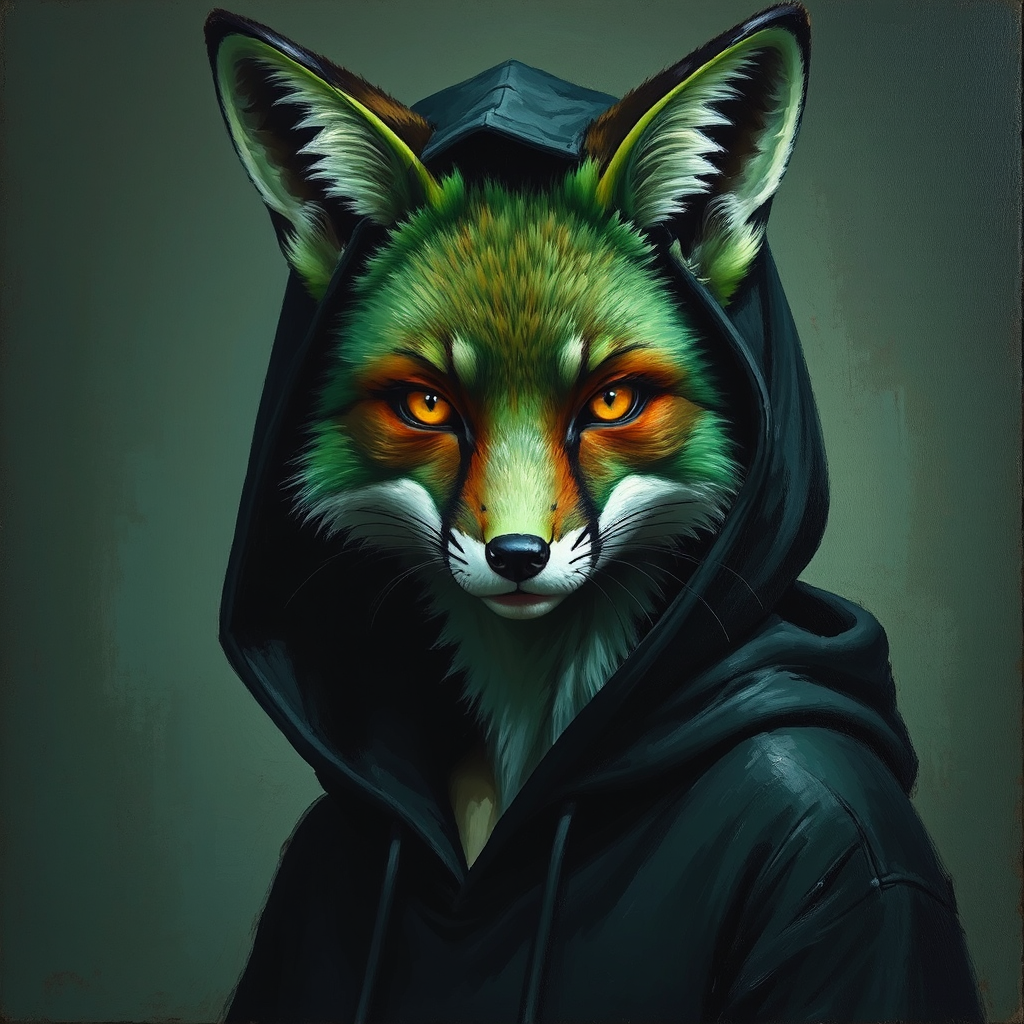 Anthropomorphic female green fox