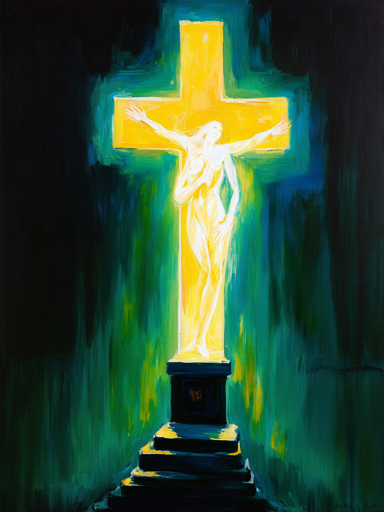 Glowing figure at illuminated