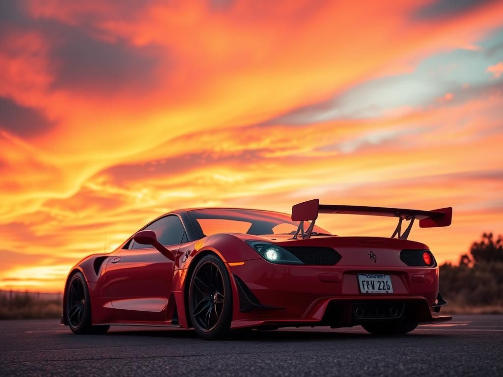 Speed and Colorful Sunset