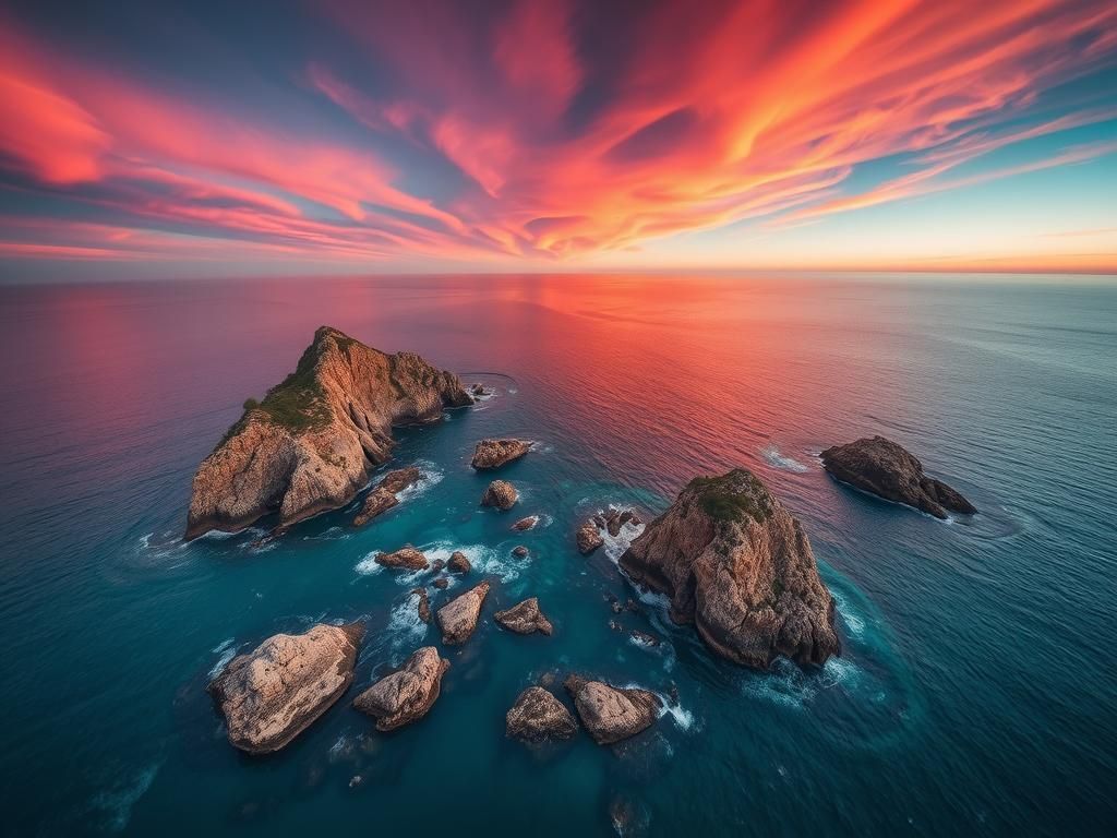 Vibrant Coastline in Neon