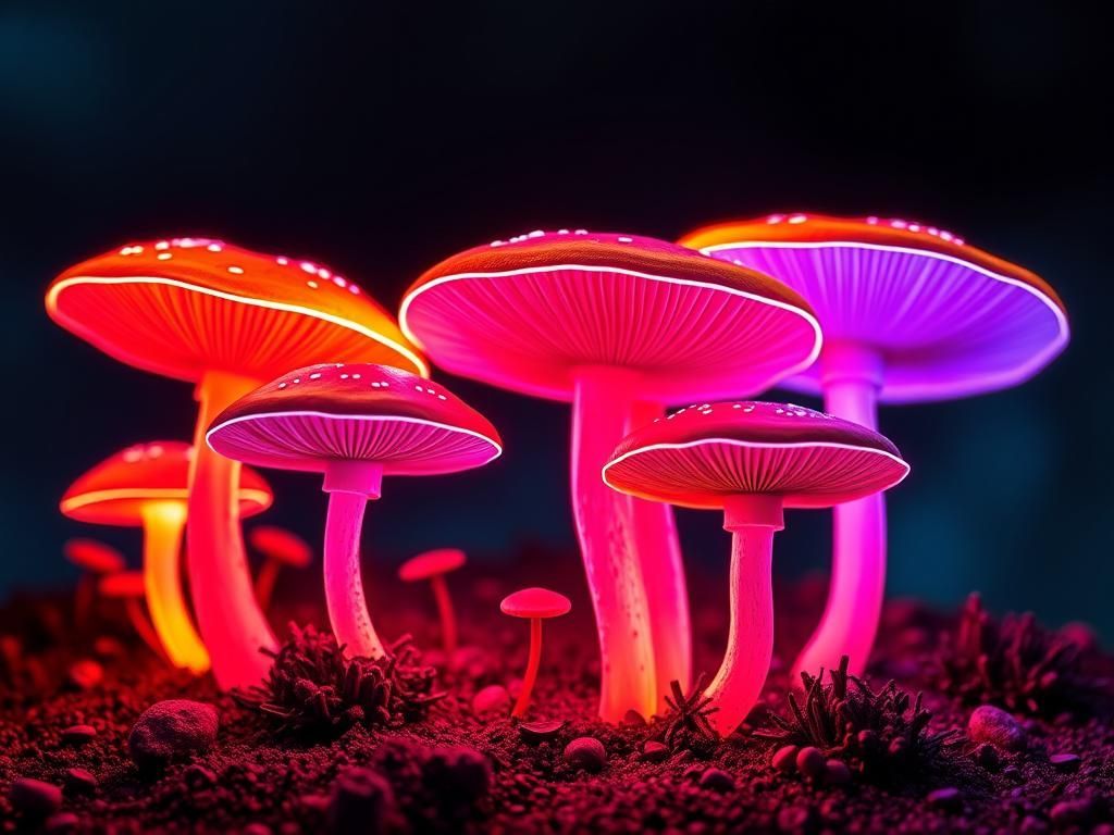 Vibrant Neon Fungi Abstract