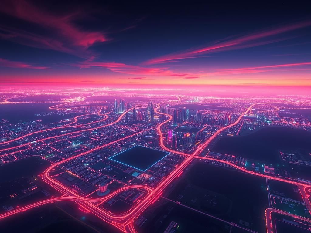 Neon Cityscape from Above