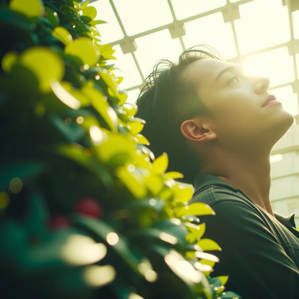 Futuristic vertical farm with