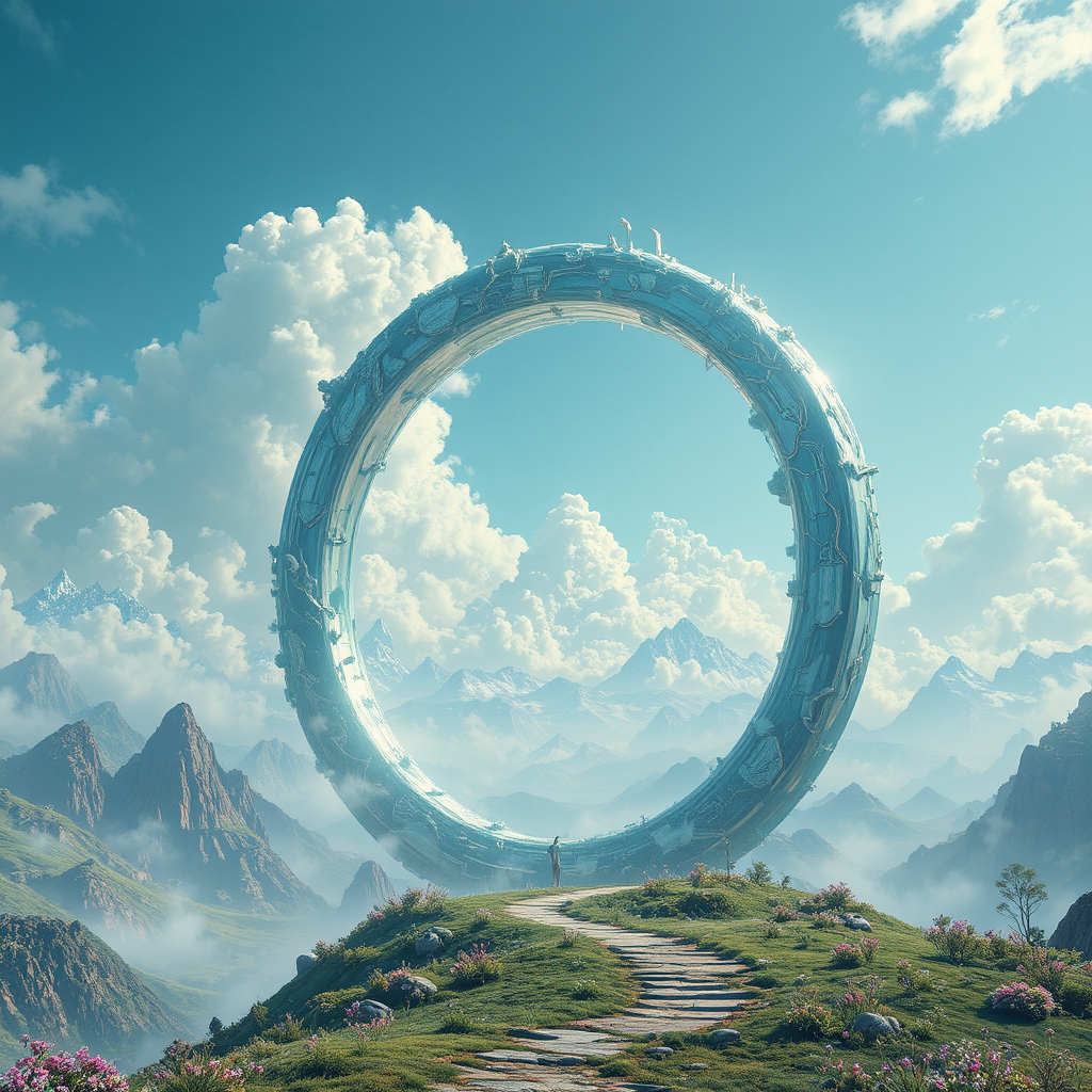 A fantastical, hyper-realistic landscape