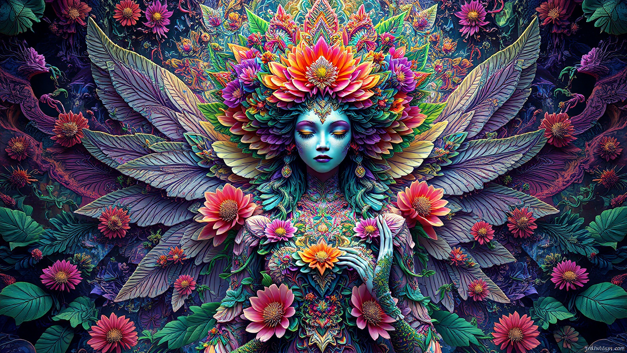 Intricate ornate vibrant flower