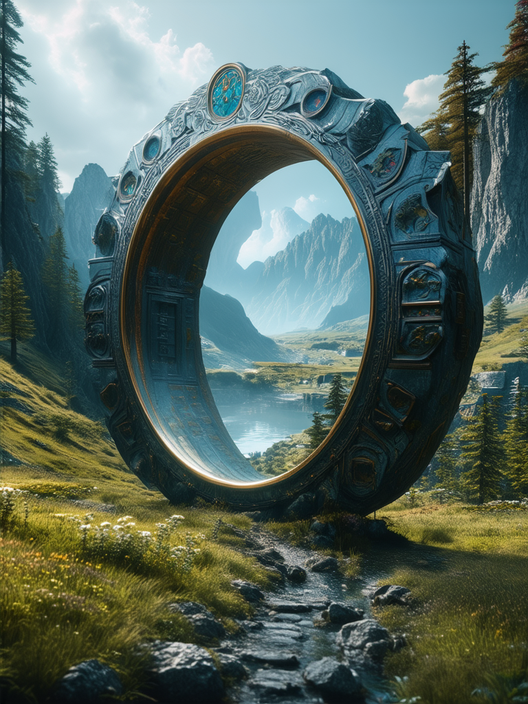 A fantastical, hyper-realistic landscape