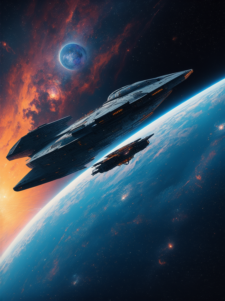 Hyper-realistic sci-fi spaceship in