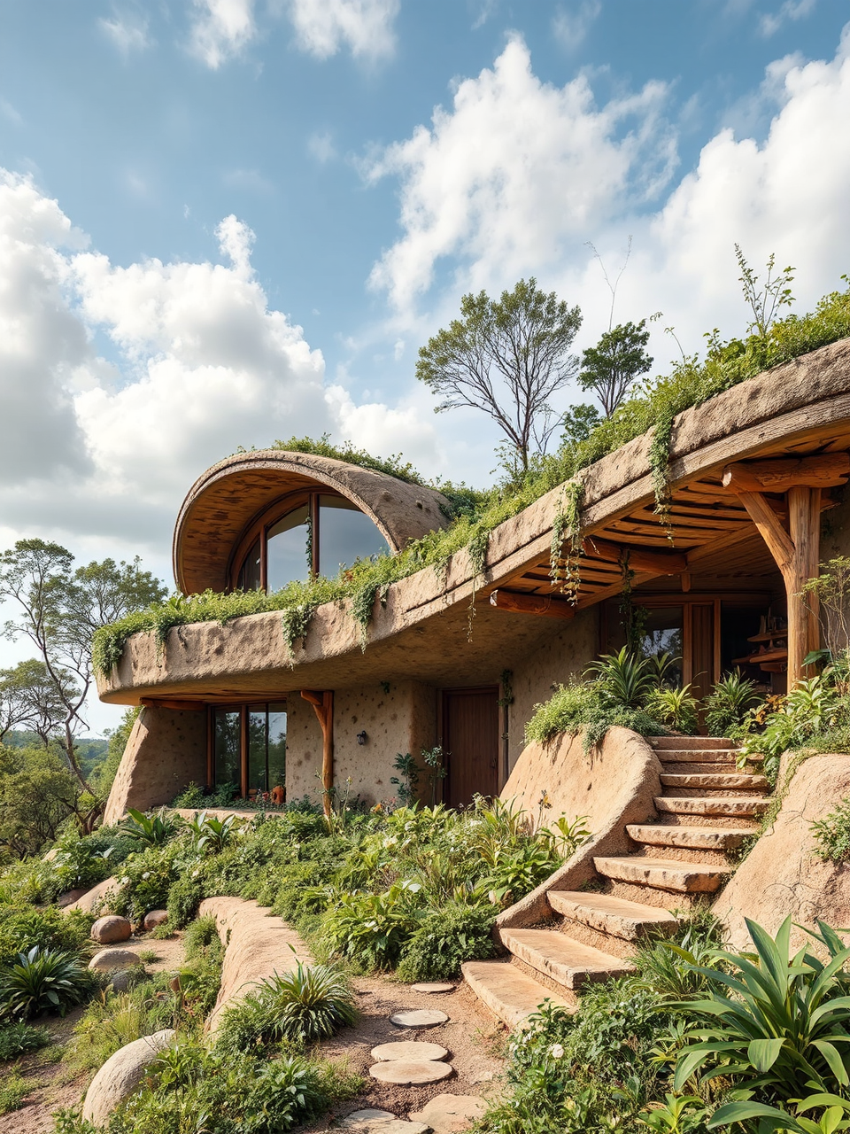 Sustainably built curved earth