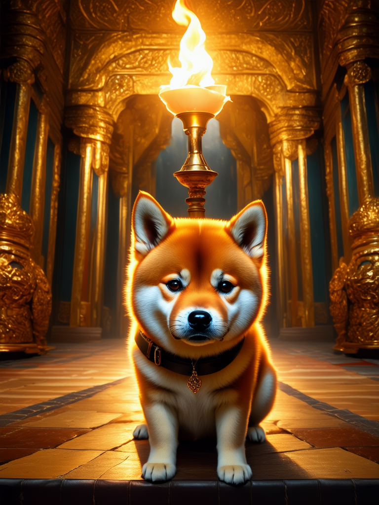 Shiba inu inside golden