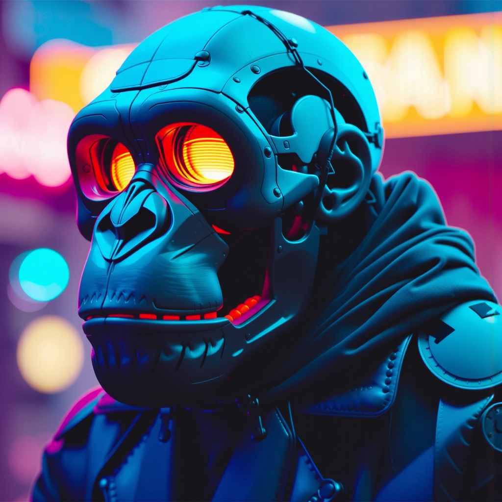Cyberpunk gorilla with a
