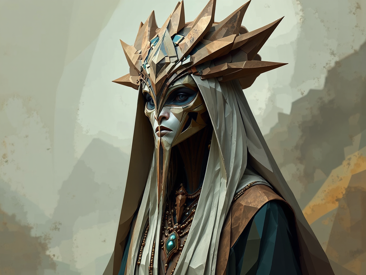 Priestess in ornate headdress