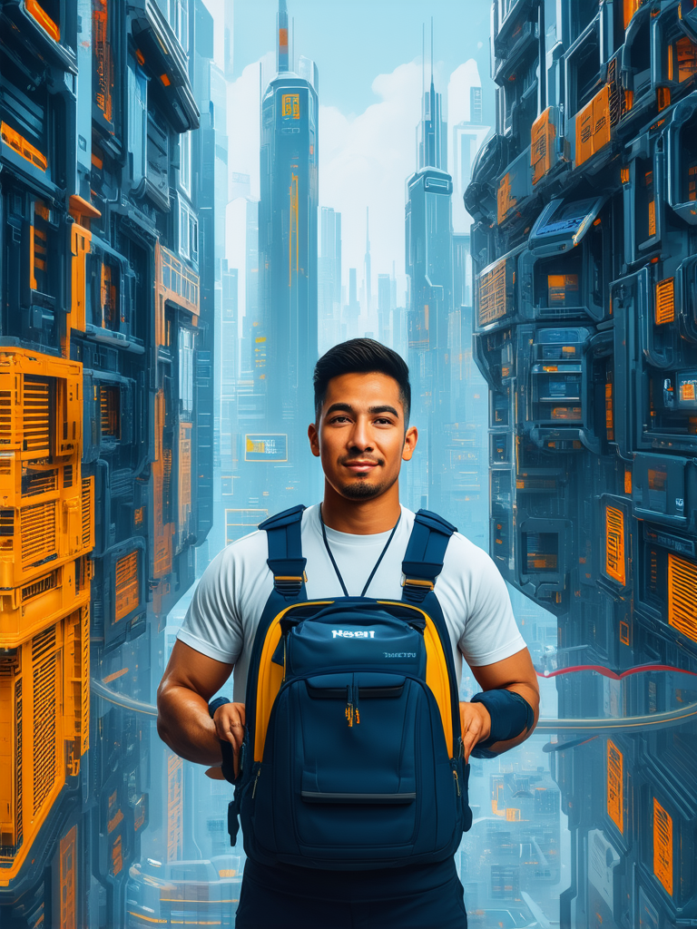 Boy delivering packages in