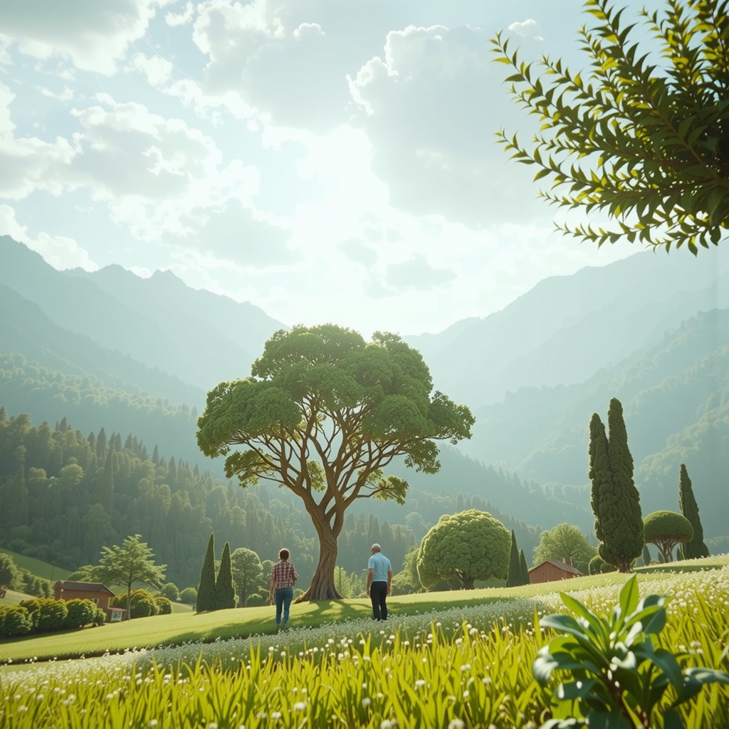 Dreamy landscape with herbaceous