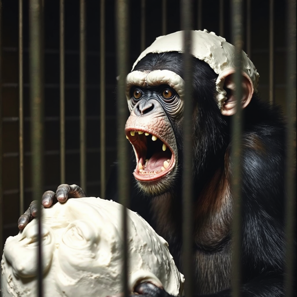 Chimpanzee faces its own
