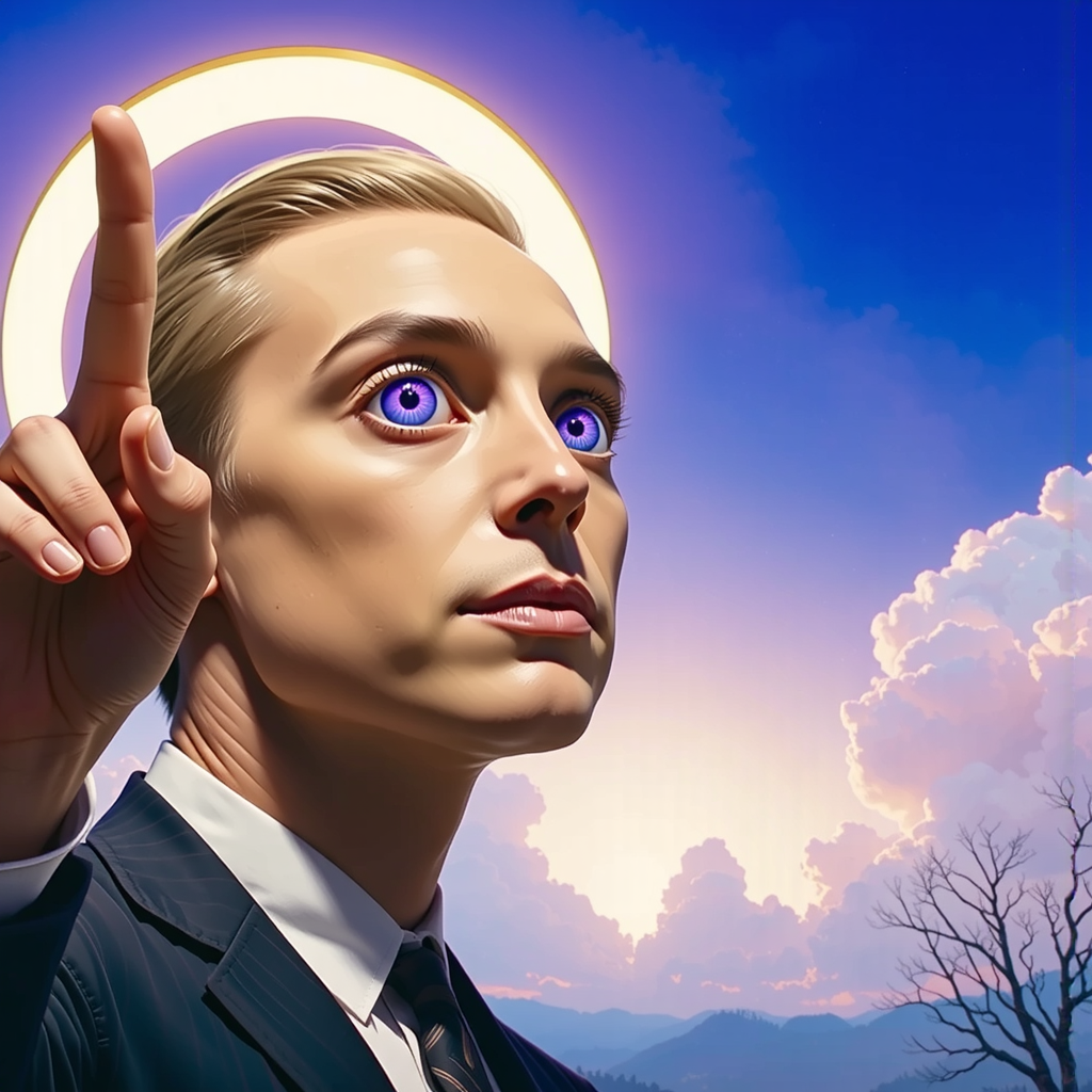 Man with glowing, angelic