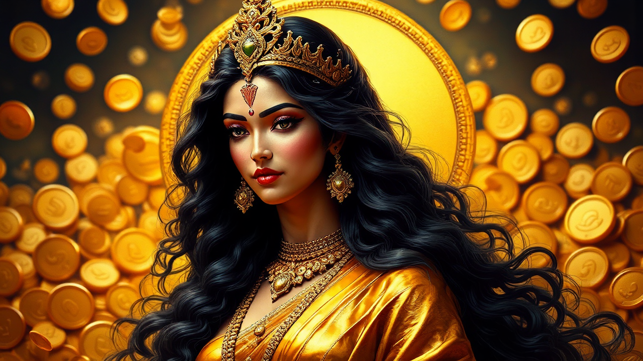 Goddess Lakshmi with golden