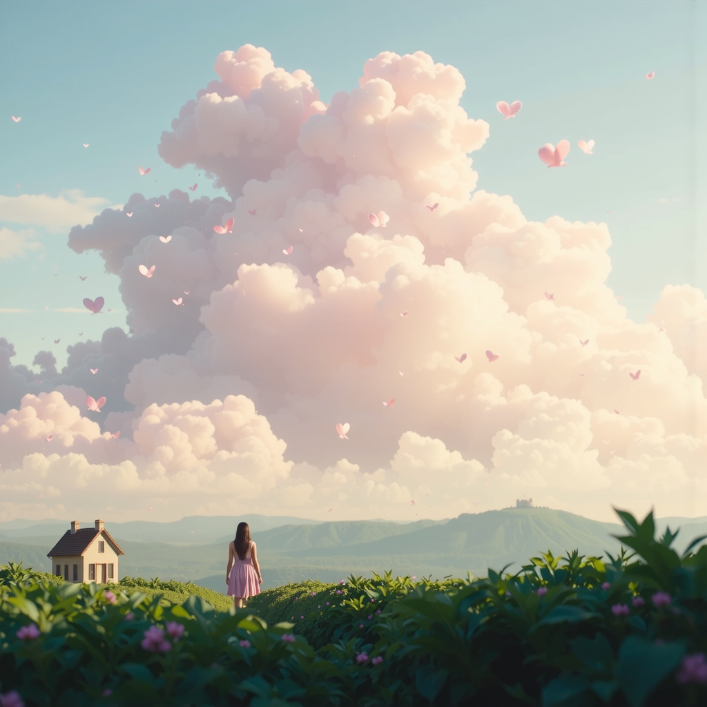 Fantasy landscape with vintage