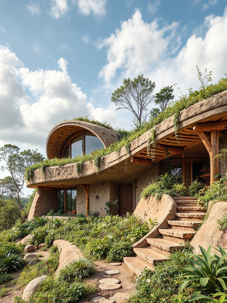 Sustainably built curved earth