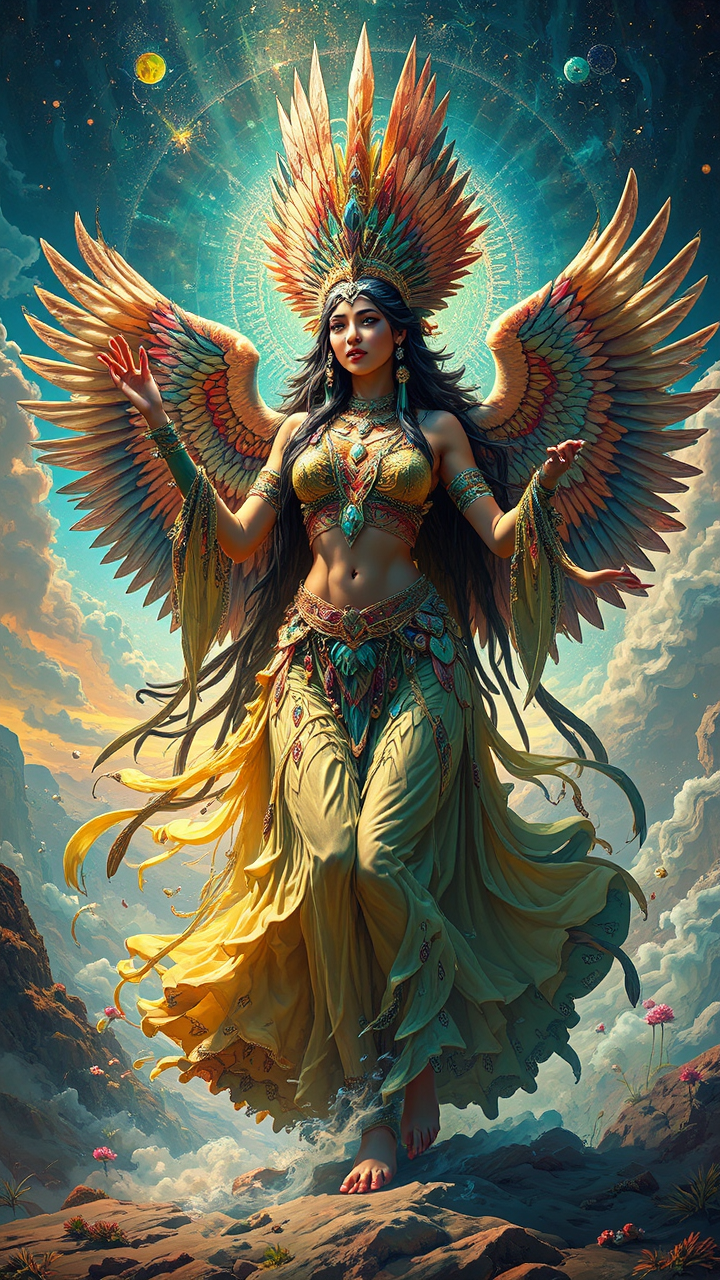 Dancing eagle woman goddess.
