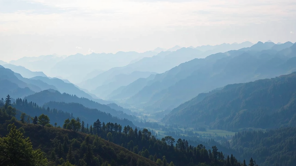 Serene mountainous landscape.