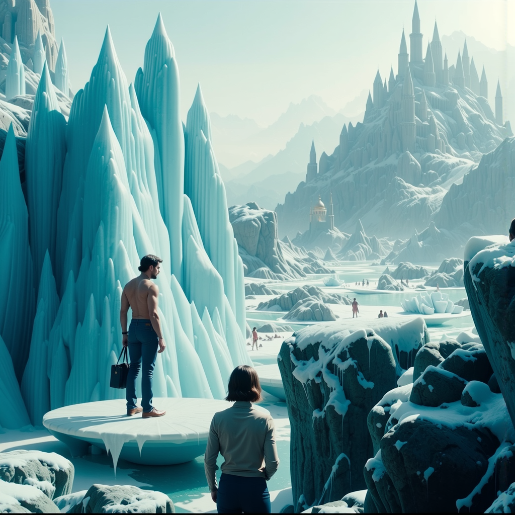 Dreamy, frozen fantasy landscape