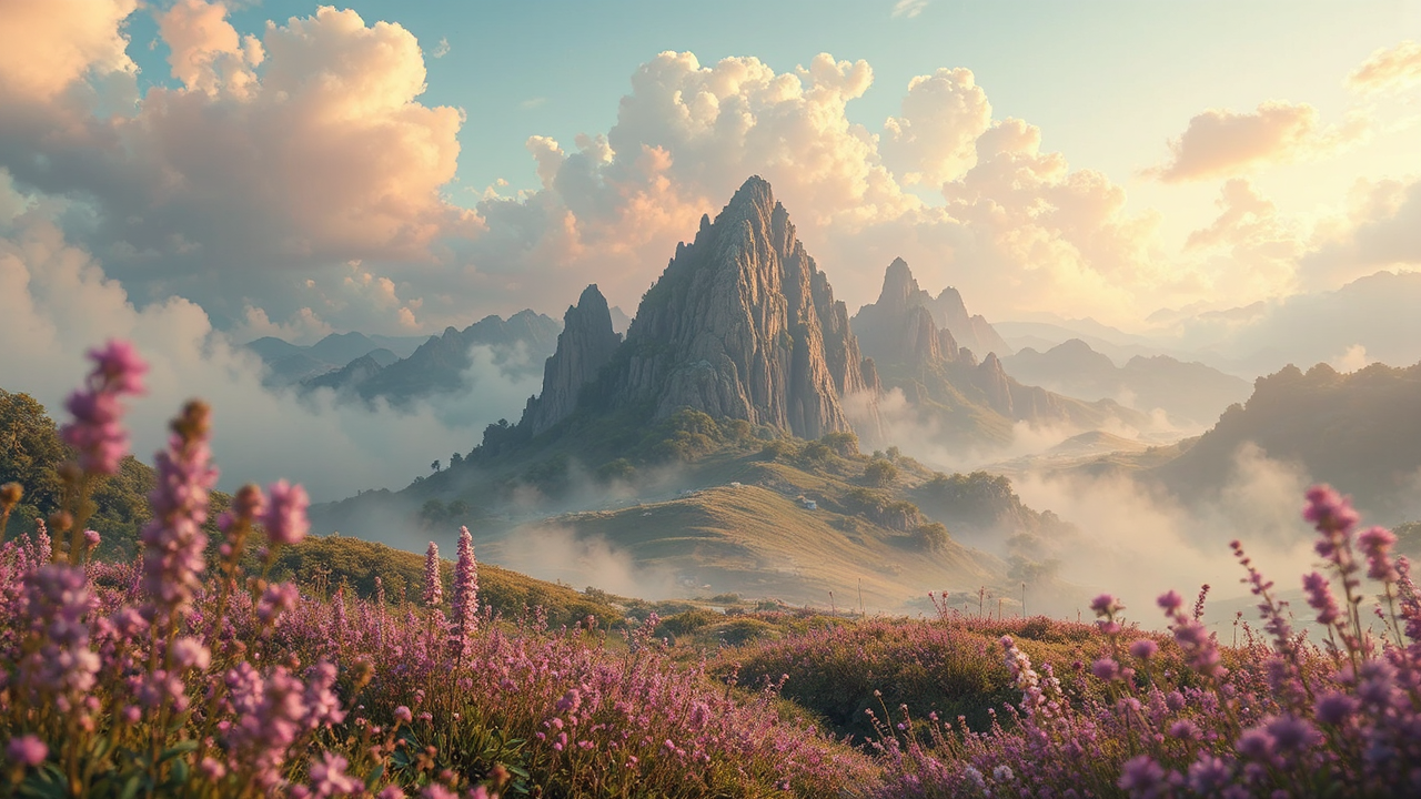 Dreamy landscape with herbaceous