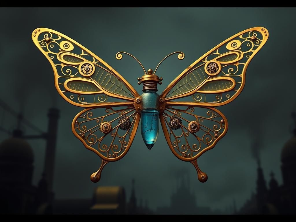 Golden Steampunk Butterfly in