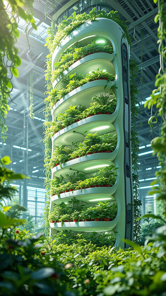 Futuristic vertical farm with