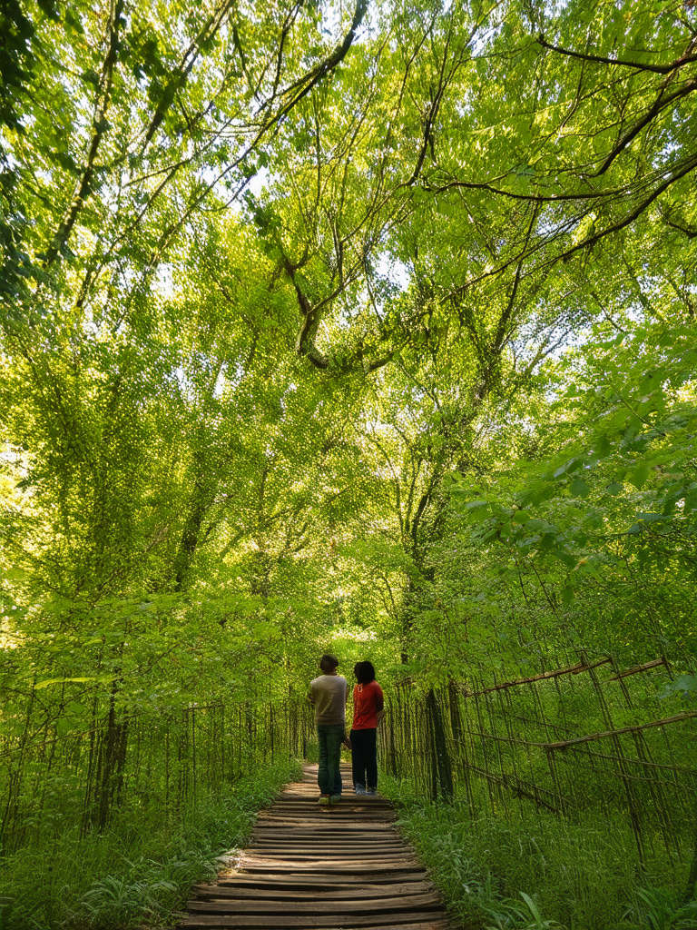 Humans in a forest