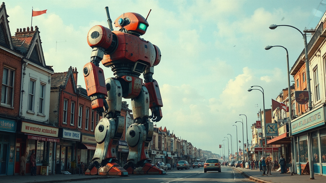 Giant robot stands in