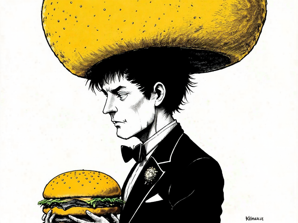 Man in tuxedo eating