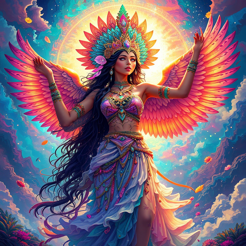 Goddess-like woman with eagle