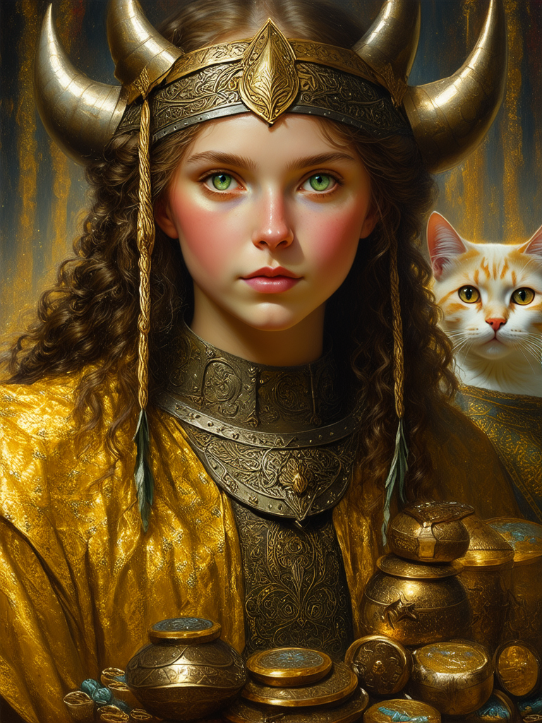 Viking woman with cats