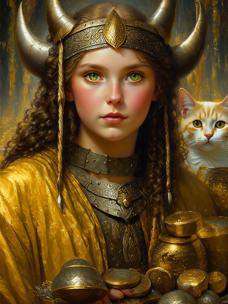 Viking woman surrounded by