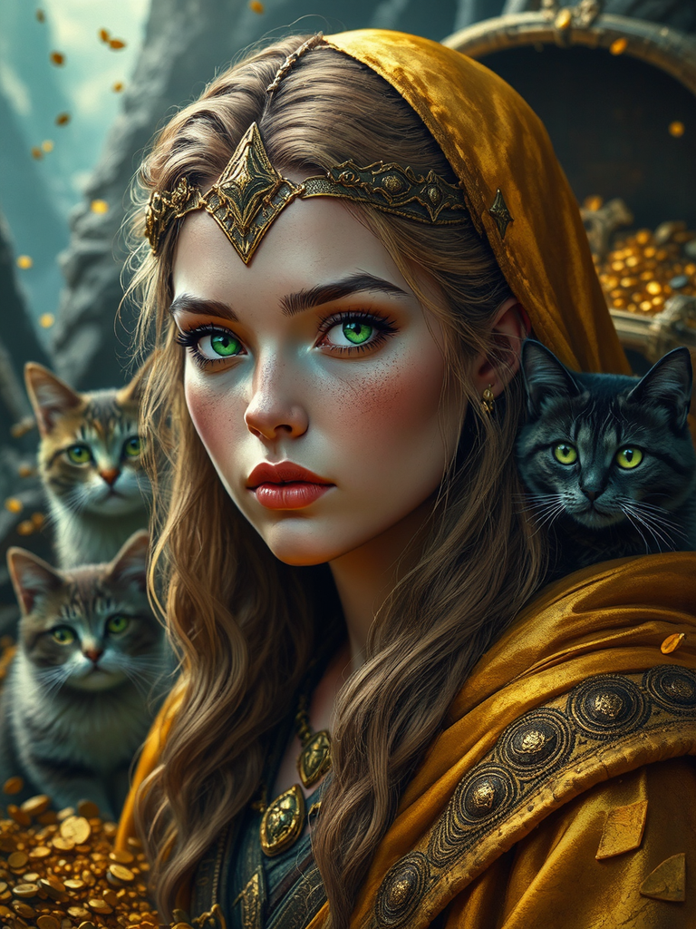 Viking woman with treasure
