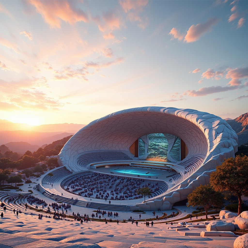 A futuristic outdoor amphitheater.