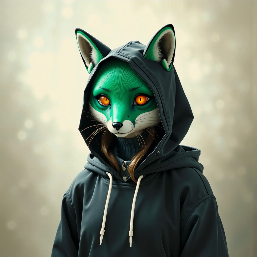 Anthropomorphic female green fox