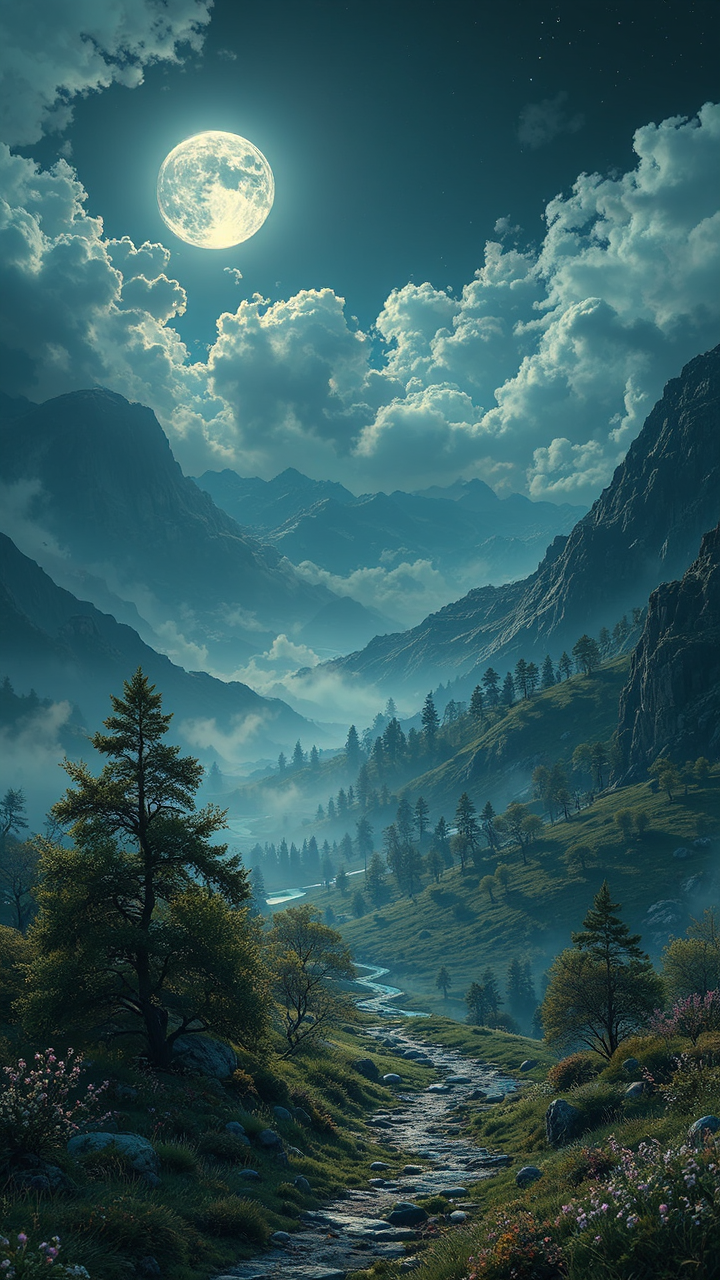 Nighttime landscape with a