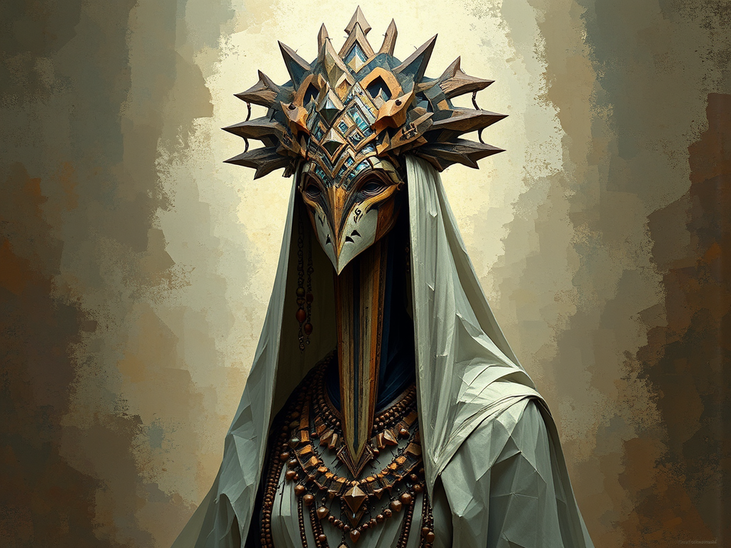Hyperborean priestess in headdress.